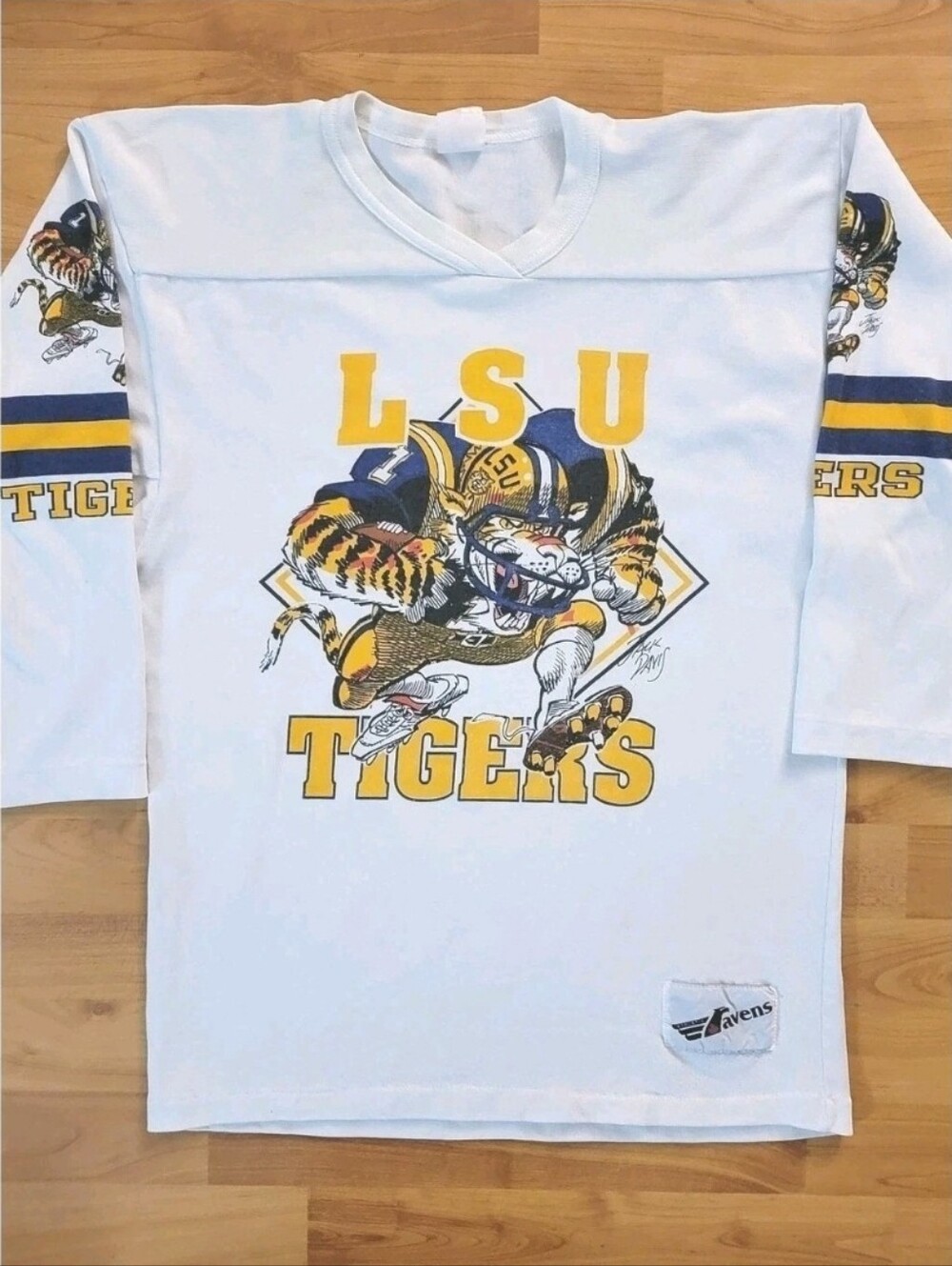 Vintage LSU Tigers 1988 Jack Davis Collection MEDIUM Half Sleeves RARE Ravens
